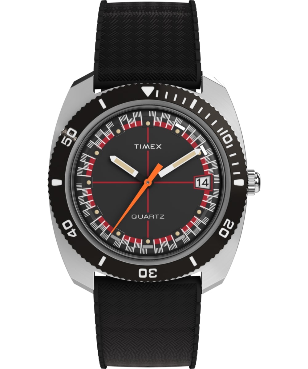 TW2W22400 36 mm Q Reissue 1971 Velocity Synthetic Rubber Strap Watch, Black