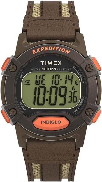 TW4B30400 41 mm Leather Expedition Cat Mens Watch, Brown