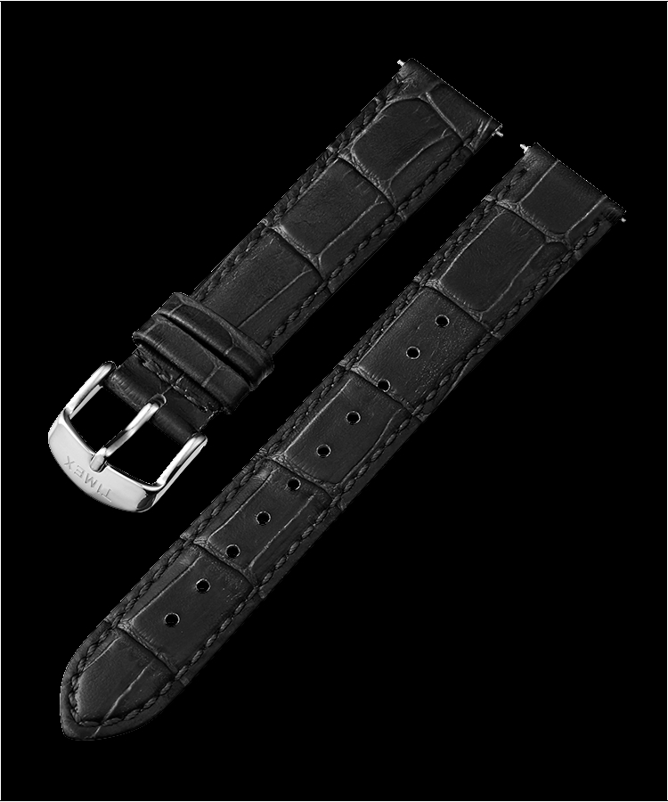 TW7C62000 18 mm Quick Release Leather Strap for Women, Black & Silver