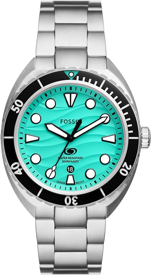 Picture of Fossil FS6066 42 mm Breaker Stainless Steel Mens Watch&#44; Green & Silver
