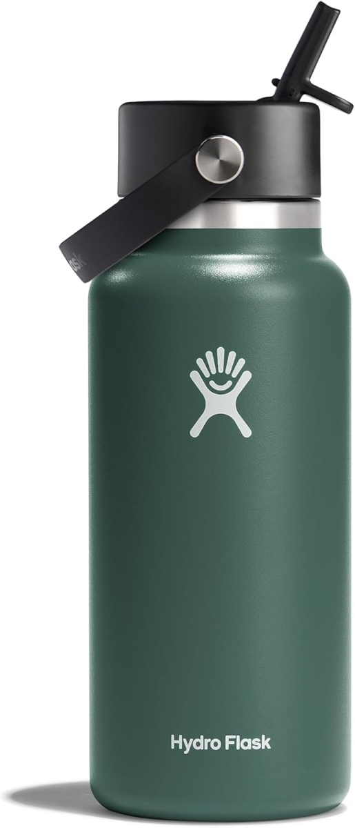 Picture of Hydro Flask W32BFS332 32 oz Vacuum Insulated Stainless Steel Water Bottle Flask Wide Closeable Straw Lid - Fire Green