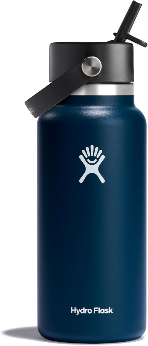 Picture of Hydro Flask W32BFS464 32 oz Vacuum Insulated Stainless Steel Water Bottle Flask Wide Closeable Straw Lid - Indigo