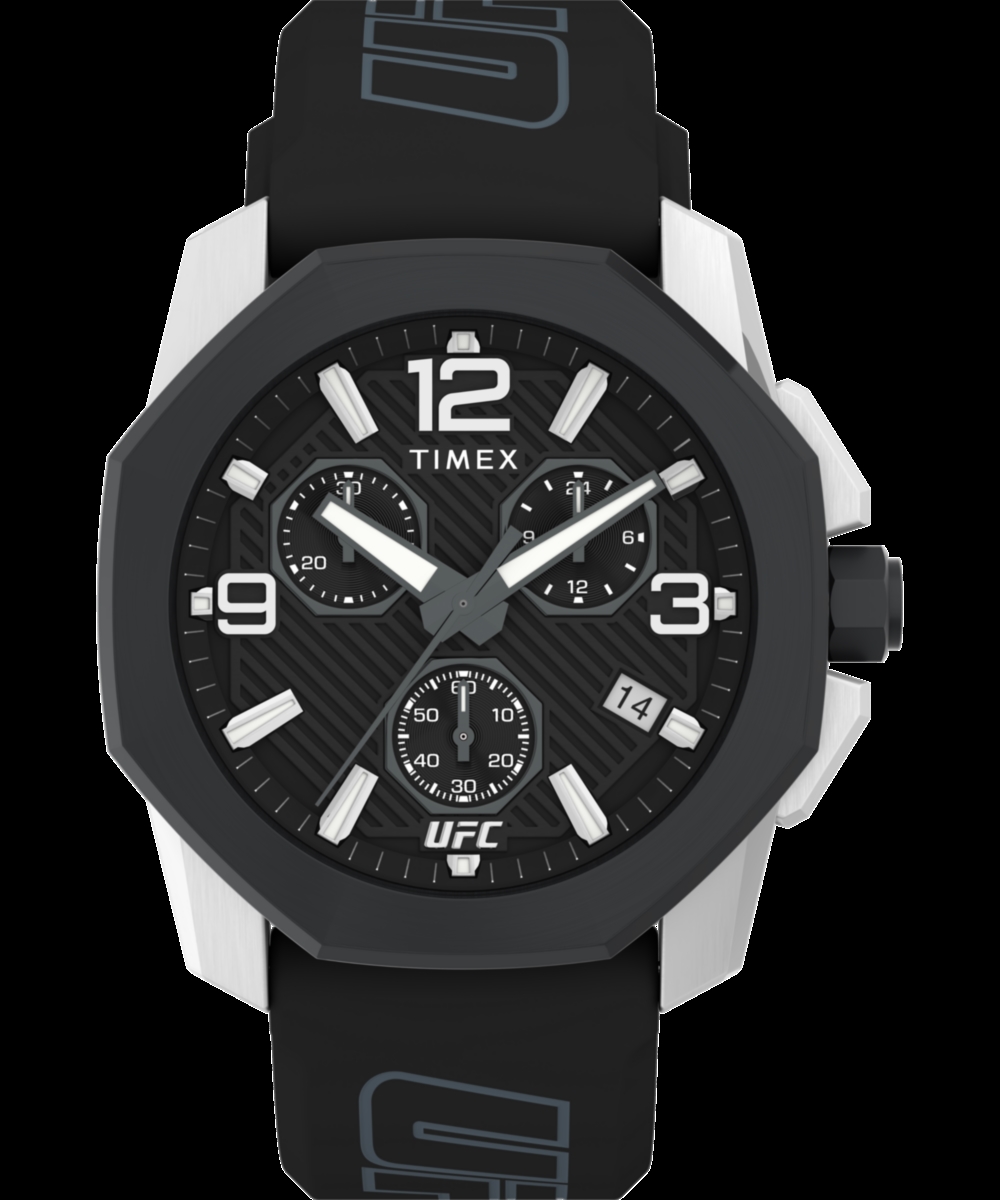 TW2V58600 UFC Icon Chronograph 45 mm Silicone Strap Watch, Black