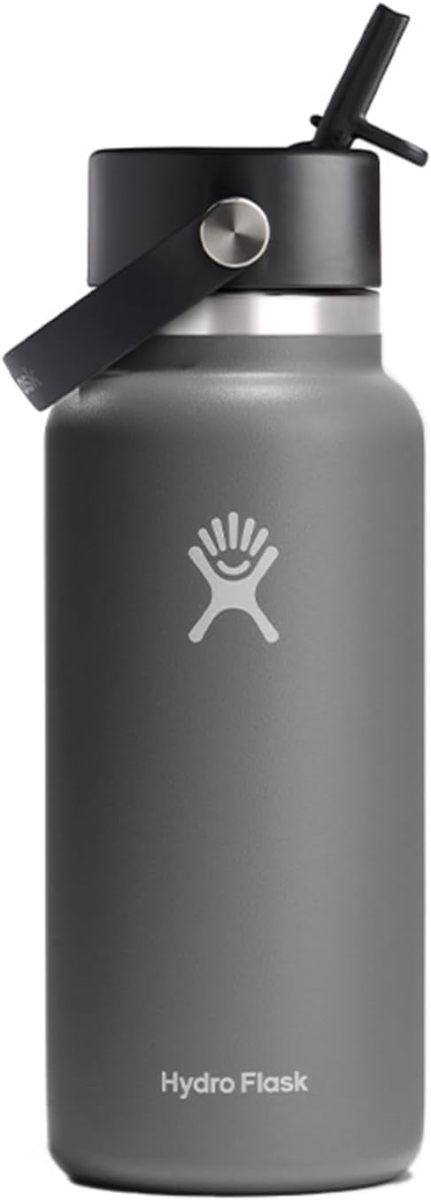 Picture of Hydro Flask W32BFS010 32 oz Vacuum Insulated Stainless Steel Water Bottle Flask - Wide Closeable Straw Lid - Stone