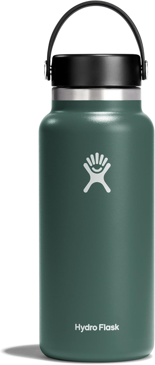 Picture of Hydro Flask W32BTS332 32 oz Vacuum Insulated Stainless Steel Water Bottle Flask Closeable Lid Wide Mouth - Fire Green