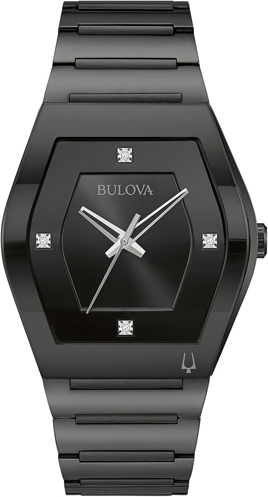 98D177 Gemini Diamond Stainless Steel Mens Watch - Black