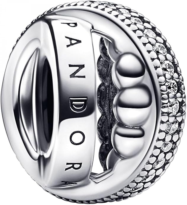 792317C01 Signature Logo Pave & Beads Charm, Sterling Silver