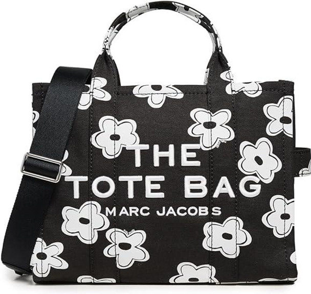 2S5HTT028H03-005 The Daisy Canvas Tote Bag - Black & White - Medium