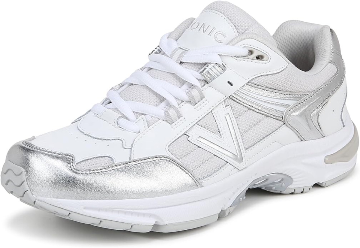 J0683L1100-9 Womens 23Walk 2.0 Sneaker, White & Silver Leather - Size 9
