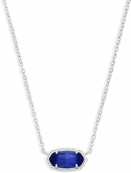 4217717623 Elisa Short Pendant Necklace - Silver Cobalt Cats Eye