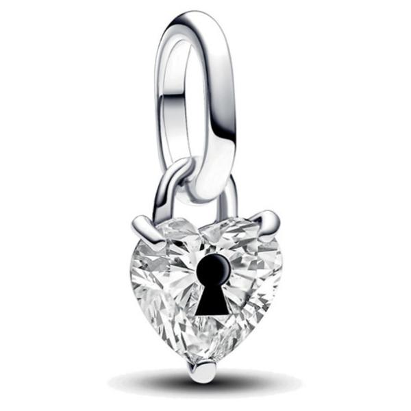 793086C01 ME Keyhole Heart Mini Dangle Charm Sterling Silver - Silver