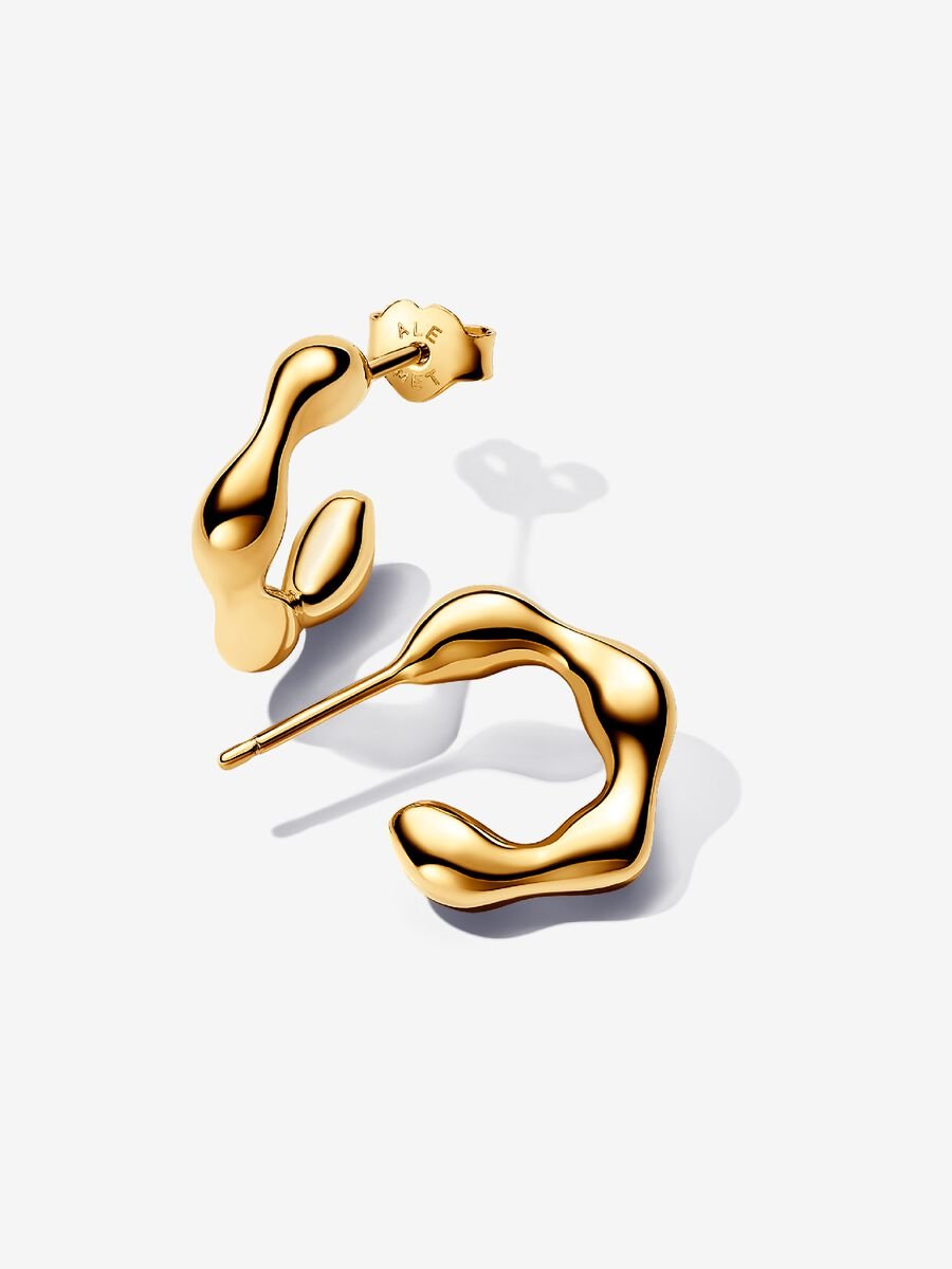 Pandora 263269C00 Organically Shaped Open Hoop Earrings 14K Gold Plating - Gold
