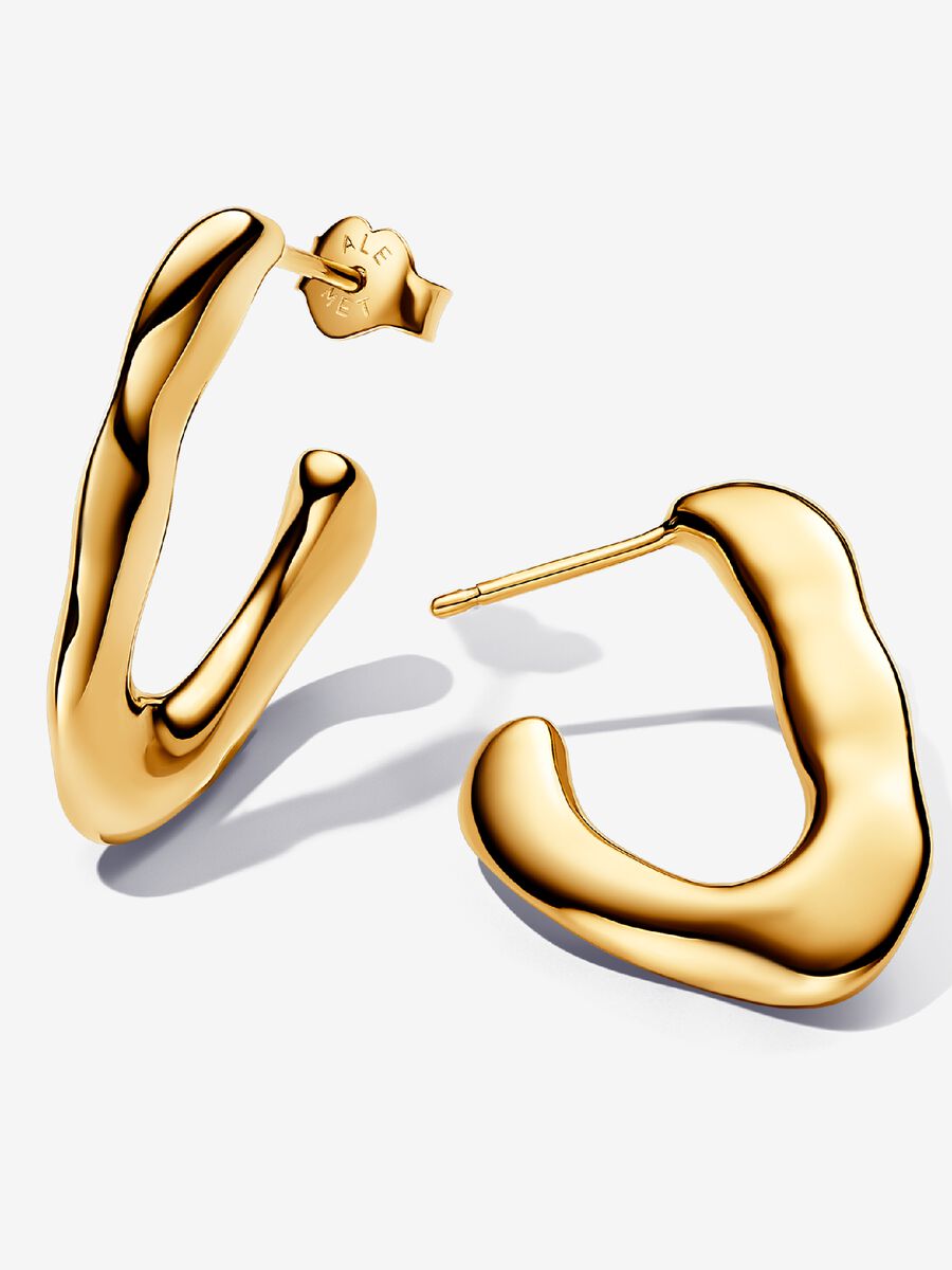 Pandora 263290C00 Organically V-Shaped Open Hoop Earrings 14K Gold Plating - Gold