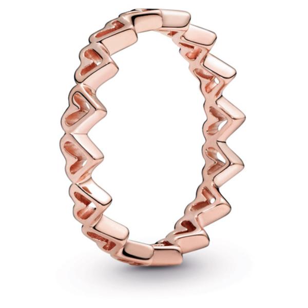 188696C00-60 Rose Freehand Hearts Ring, Rose Gold - Size 60
