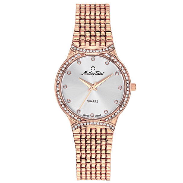 D2681PI 28 mm Classic Quartz Silver Dial Round Ladies Watch, Rose Gold