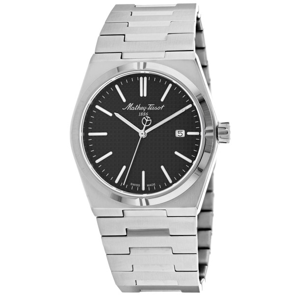 H117AN 40 mm Zoltan Quartz Black Dial Round Mens Watch44 Silver