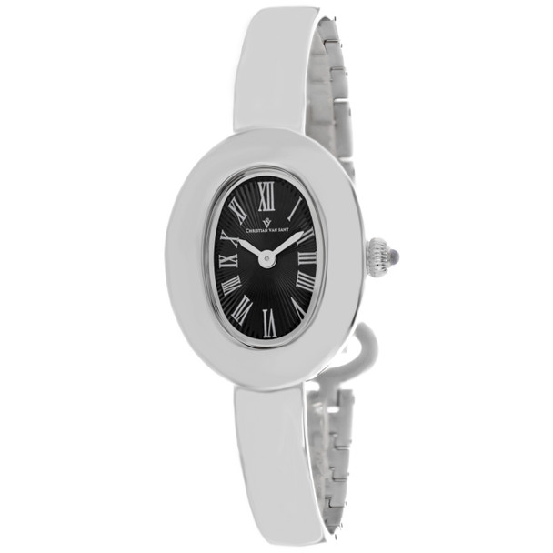 CV4331 26 mm Anora Quartz Black Dial Oval Ladies Watch, Silver