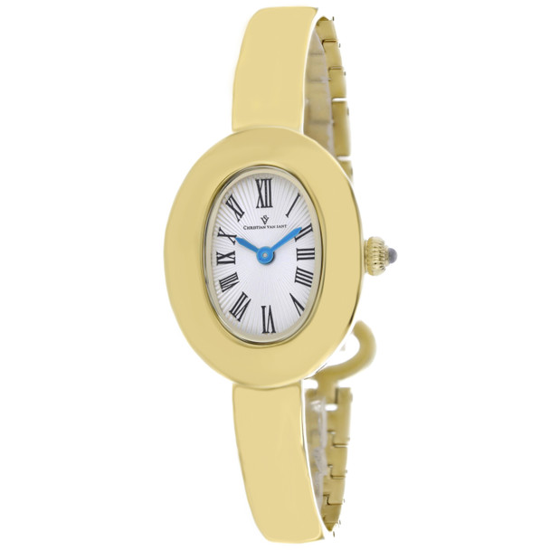 CV4334 26 mm Anora Quartz Silver Dial Oval Ladies Watch, Gold