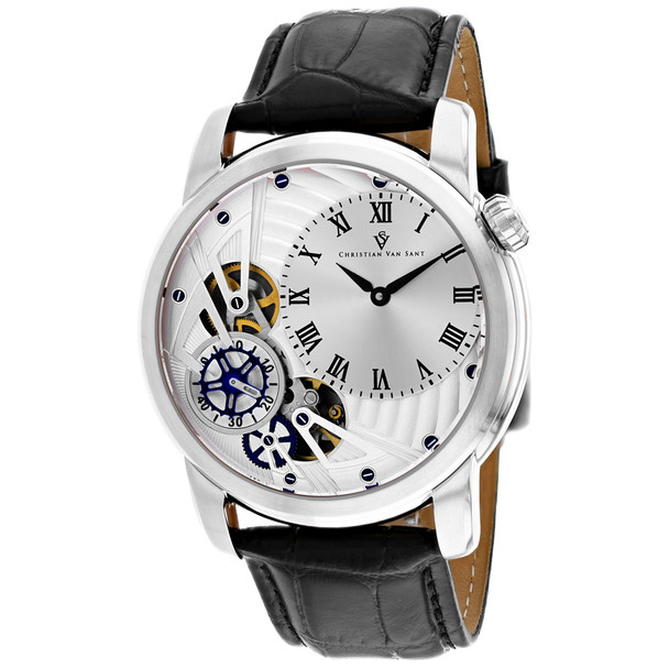 CV1540 46 mm Sprocket Auto-Quartz Silver Dial Round Mens Watch, Black