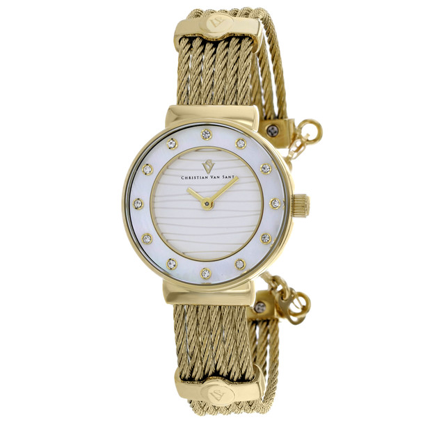 CV1299 28 mm Cavo Quartz Silver Dial Round Ladies Watch, Gold