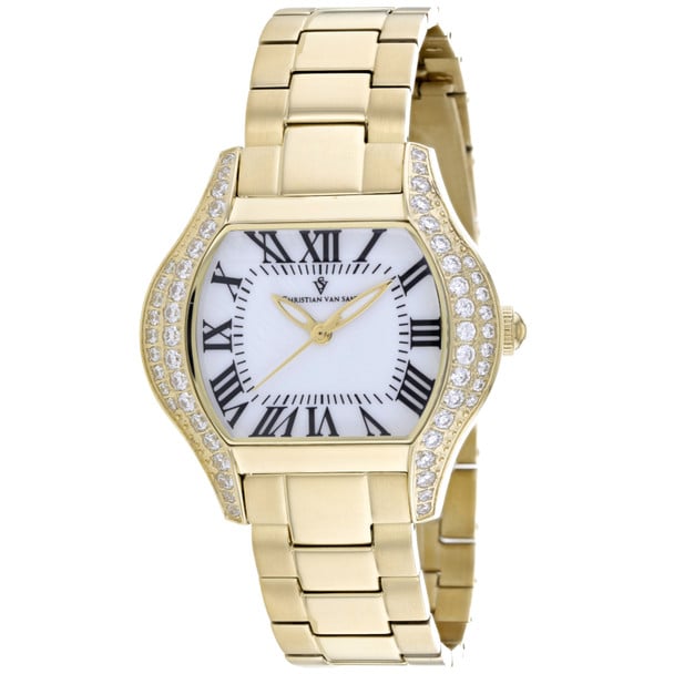 CV1833 34 mm Bianca Quartz White Dial Square Ladies Watch44 Gold