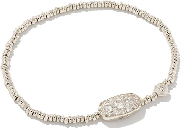 9608802929 Grayson Crystal Stretch Bracelet - Rhodium White Crystal