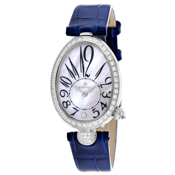 CV4292 34 mm Florentine Quartz White Dial Oval Ladies Watch, Blue