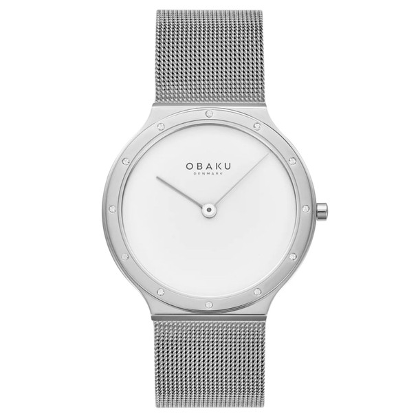 V285LECWMC 34 mm Note Lille Quartz White Dial Round Ladies Watch, Silver