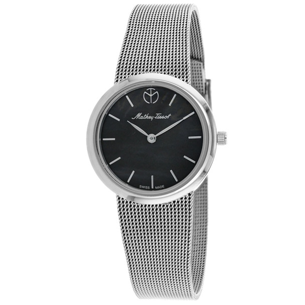 D403AN 30 mm Milly Quartz Black Dial Round Ladies Watch, Silver