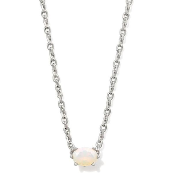 9608871451 Cailin Silver Pendant Necklace - White Iridescent Crystal