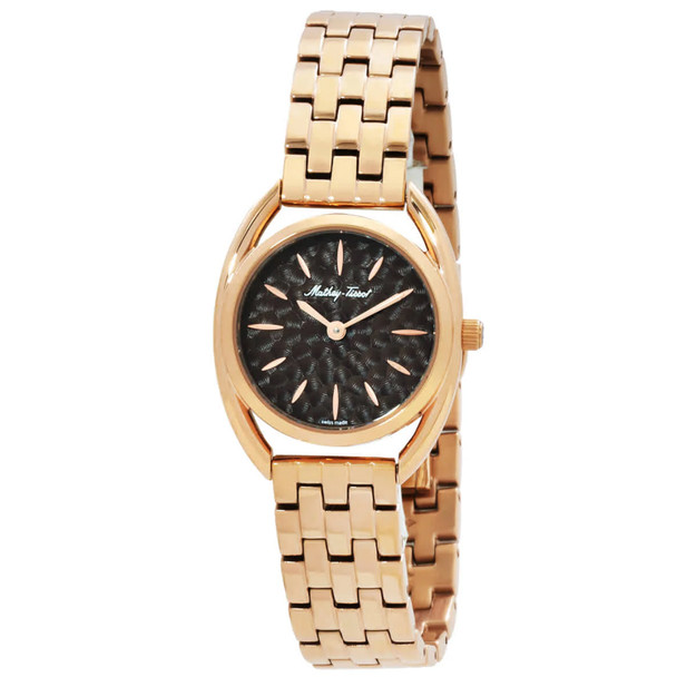 D933PM 28 mm Saphira Quartz Silver Dial Round Ladies Watch - Black