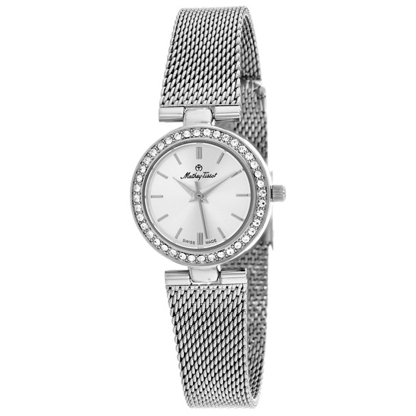 F003AI 24 mm Fleury XV Quartz Silver Dial Round Ladies Watch, Silver