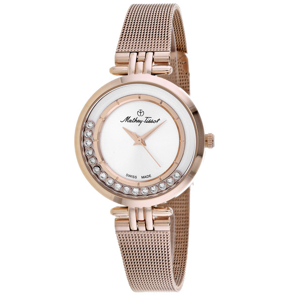 FOO4PI 33 mm Fleury XVI Quartz Silver Dial Round Ladies Watch, Rose Gold