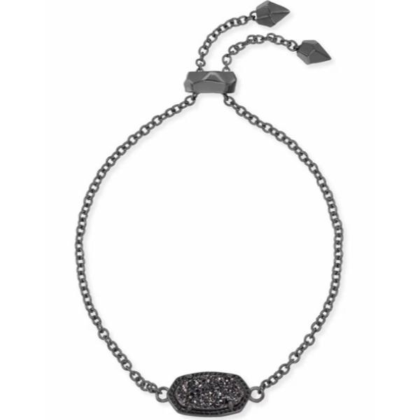 4217714524 Elaina Gunmetal Adjustable Chain Bracelet - Black Drusy