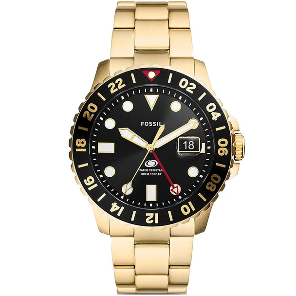 FS5990 46 mm Blue GMT Quartz Black Dial Round Mens Watch44 Gold