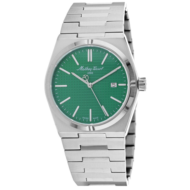 H117AV 40 mm Zoltan Quartz Green Dial Round Mens Watch44 Silver