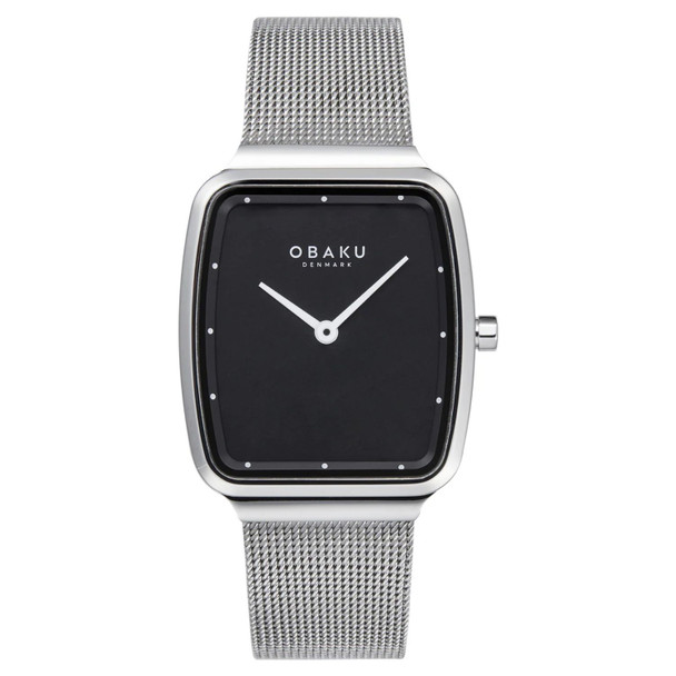 V267LXCBMC 27 mm Tern Lille Quartz Black Dial Rectangle Ladies Watch, Silver