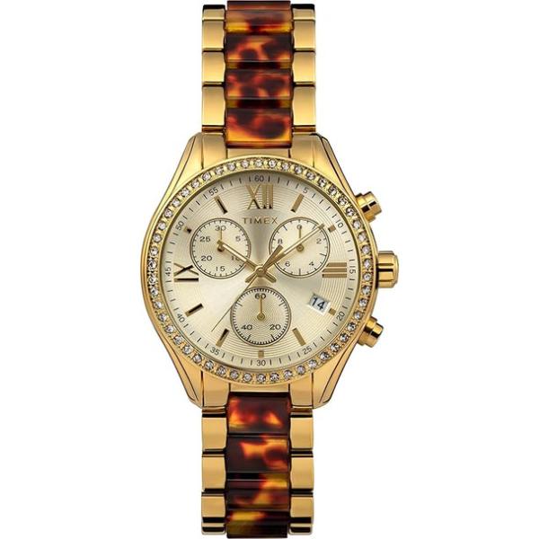 TW2V74800 Classic Chronograph Quartz Gold Dial Ladies Watch, Leopard
