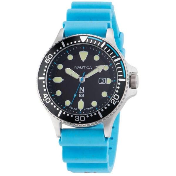 NAPCBS305 Cocoa Beach Blue PU Mens Watch, Silver