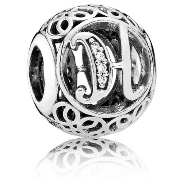 791852CZ Letter H Charm with Clear Zirconia - Retired Sterling Silver Vintage