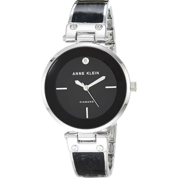 AK2513BKSV 34 mm Genuine Diamond Dial Round Bangle Ladies Watch44 Silver