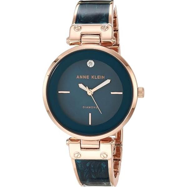 AK2512TERG 34 mm Genuine Diamond Dial Round Bangle Ladies Watch44 Rose Gold