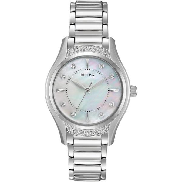 96R216 31 mm Stainless Steel Diamond Accent Round Ladies Watch44 Silver
