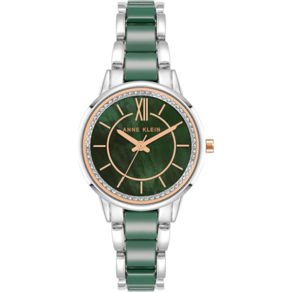 Anne Klein Silver-Tone Crystal Bezel Mother-of-Pearl Dial Watch Anne Klein Women main image 2