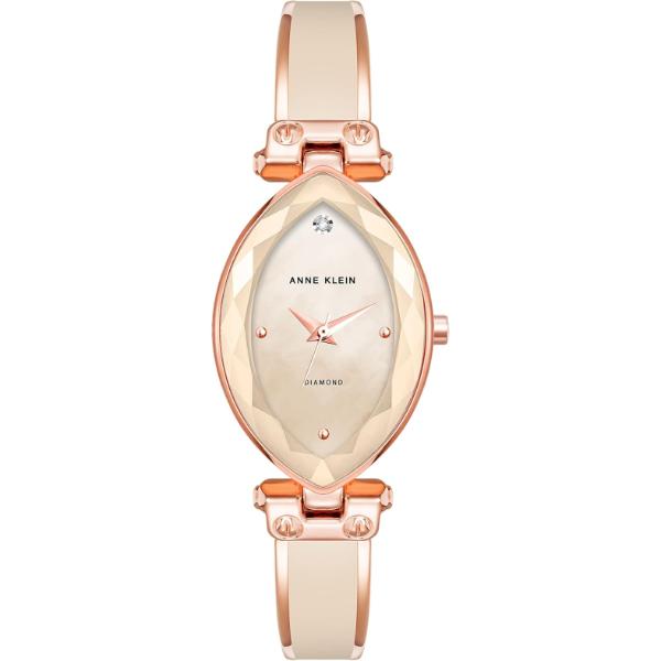 AK-4018BHRG Rose Gold-Tone Oval Blush Pink Mother-of-Pearl Diamond Accent Ladies Watch
