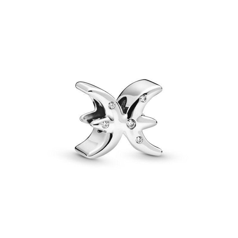 798426C01 Sparkling Pisces Zodiac Ladies Charm, Silver