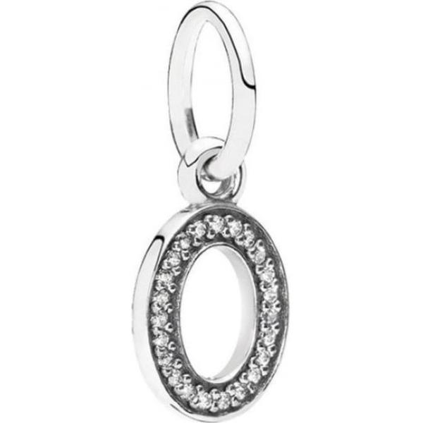 791327CZ Letter O Dangle Charm - Clear CZ for Women
