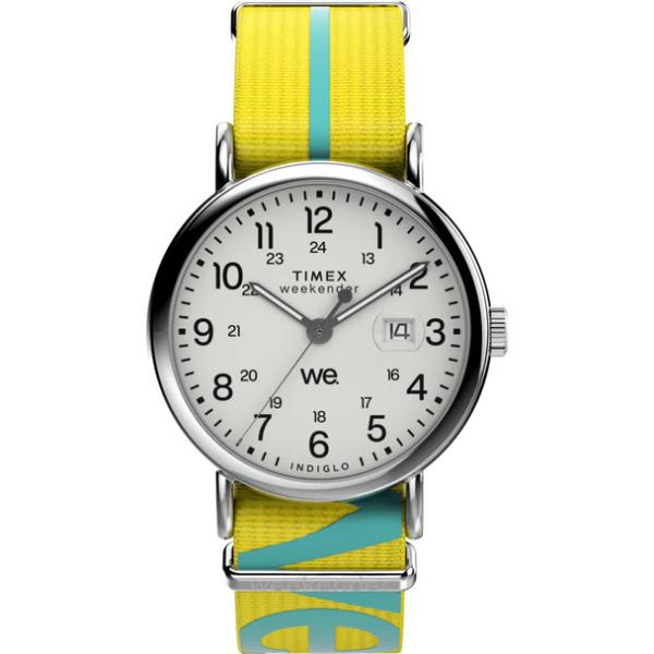 TW2W99700 Weekender 40 mm Yellow Nylon Strap Round Unisex Watch, Silver