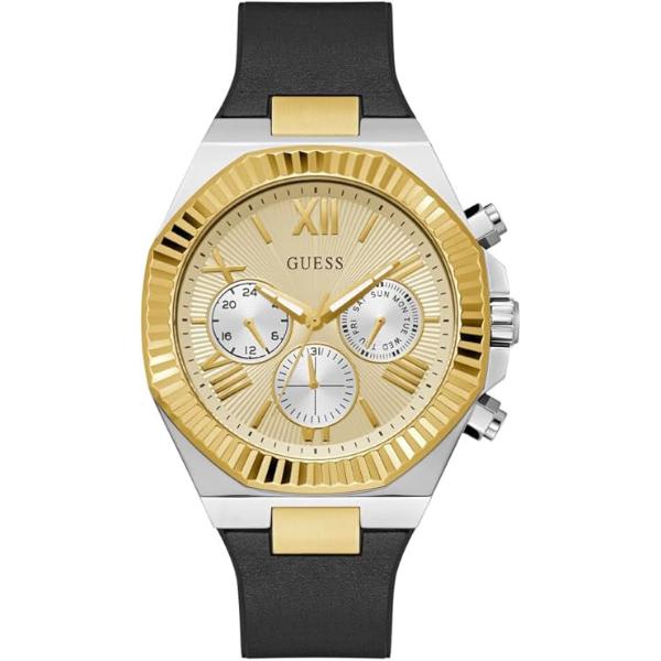 GW0791G1 44 mm Stainless Steel Multi-Function Black Leather Two-Tone Mens Watch