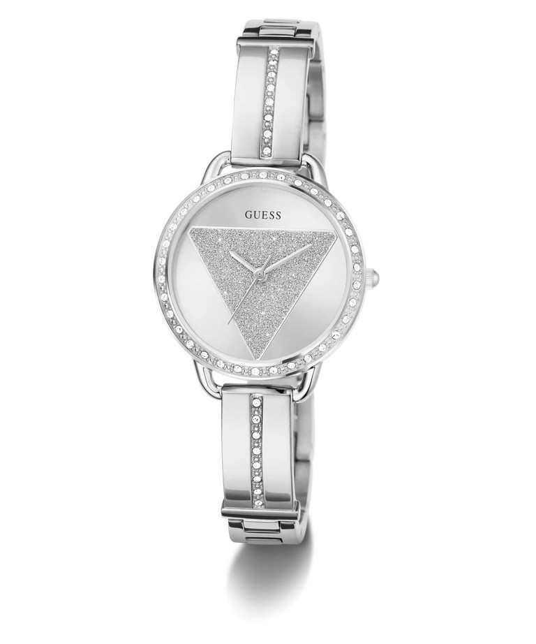 GW0914L1 30 mm Stainless Steel Sparkling Triangle Bangle Silver Tone Ladies Watch